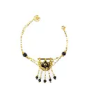Kahila's Gold - Plated Silver Bracelet with Black Onyx Stone and Drop (KC122)