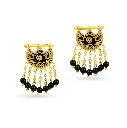 Kahila's Gold - Plated Silver Earring with Black Onyx Stone and Drop (KC112)