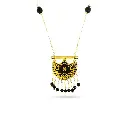 Kahila's Gold - Plated Silver Necklace with Black Onyx Stone and Drop - Small (KC116)