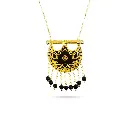 Kahila's Gold - Plated Silver Necklace with Black Onyx Stone and Drop-Large (KC119)