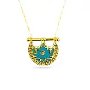 Kahila's Gold - Plated Silver Necklace with Turquoise Stone - Large (KC92)