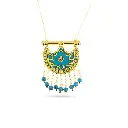 Kahila's Gold - Plated Silver Necklace with Turquoise Stone and Drops - Large (KC93)