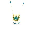 Kahila's Gold - Plated Silver Necklace with Turquoise Stone and Drops - Small (KC90)