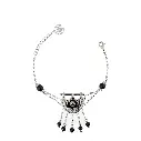 Kahila's Silver Bracelet with Black Onyx Stone and Drops (KC100)