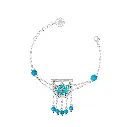 Kahila's Silver Bracelet with Turquoise Stone and Drop (KC73)