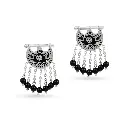 Kahila's Silver Earring with Black Onyx Stone and Drop (KC109)