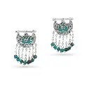 Kahila's Silver Earring with Turquoise Stone and Drops (KC79)