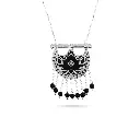 Kahila's Silver Necklace with Black Onyx Stone and Drops - Large (KC103)