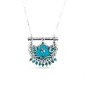 Kahila's Silver Necklace with Turquoise Stone - Large (KC69)
