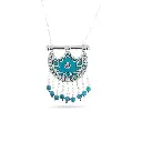Kahila's Silver Necklace with Turquoise Stone and Drop - Large (KC72)