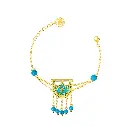 Kahilah's Gold-Plated Silver Bracelet with Turquoise Stone and Drops (KC84)