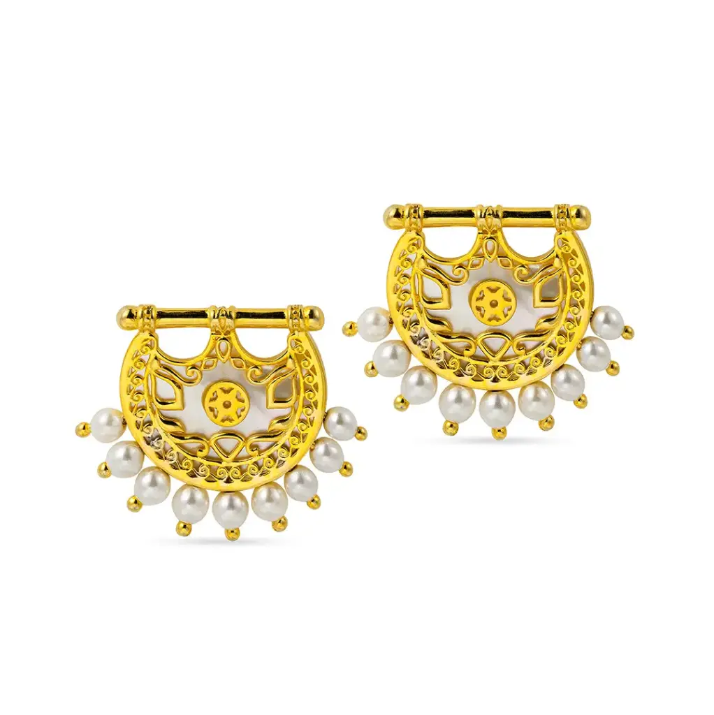 Kahilah's Gold-Plated Silver Earring with Pearl (KC6)