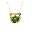 Kahilah's Gold-Plated Silver Necklace with Malachite stone  (KC26)