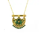 Kahilah's Gold-Plated Silver Necklace with Malachite stone  (KC27)