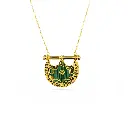 Kahilah's Gold-Plated Silver Necklace with Malachite stone -small (KC32)