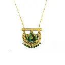 Kahilah's Gold-Plated Silver Necklace with Malachite stone -small (KC33)