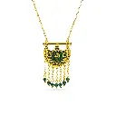 Kahilah's Gold-Plated Silver Necklace with Malachite stone and drops-small (KC36)