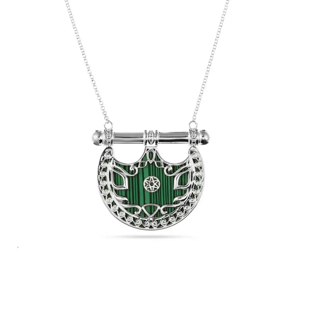 Kahilah's Silver Necklace with Malachite stone  (KC25)