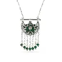 Kahilah's Silver Necklace with Malachite stone and drops  (KC29)