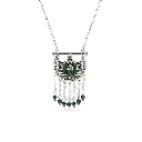 Kahilah's Silver Necklace with Malachite stone and drops-small (KC35)