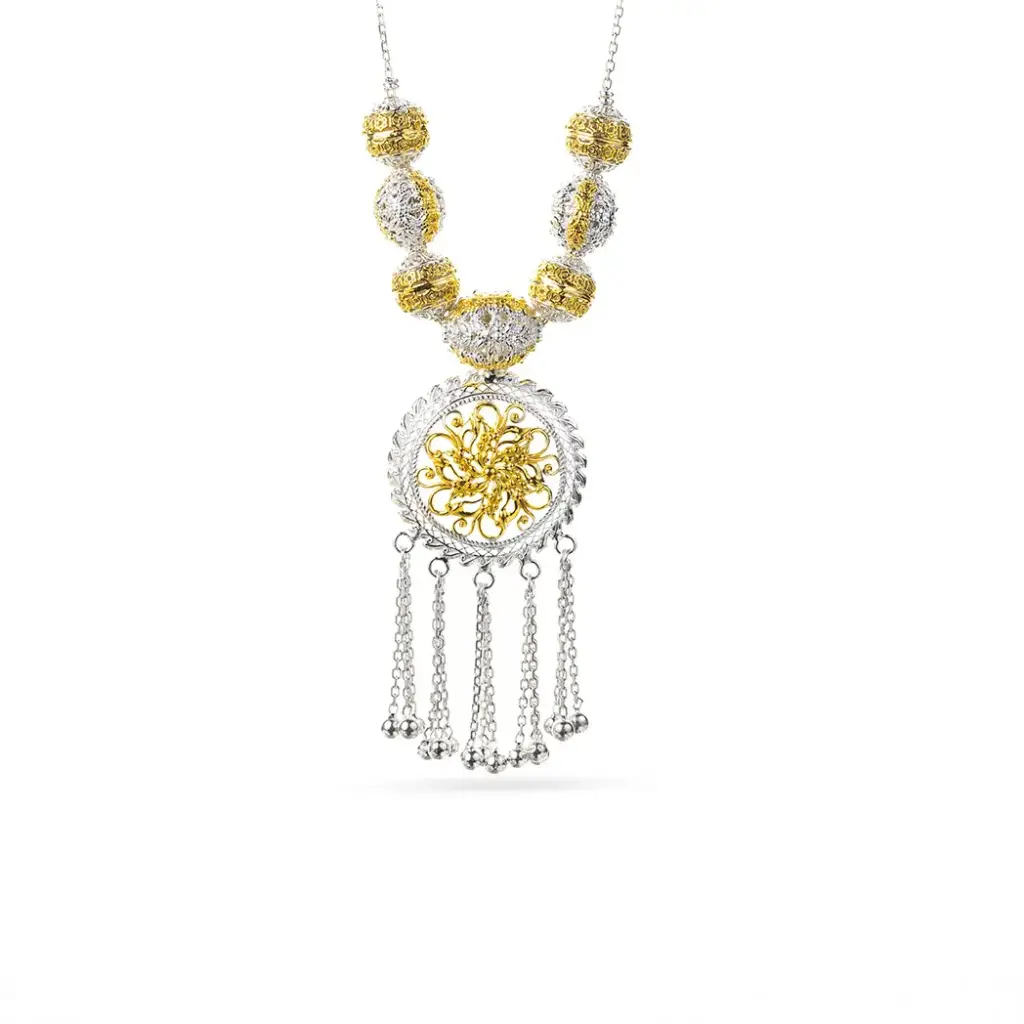 Omani Silver Necklace,  partially gold plated - Merriyah (ON59)