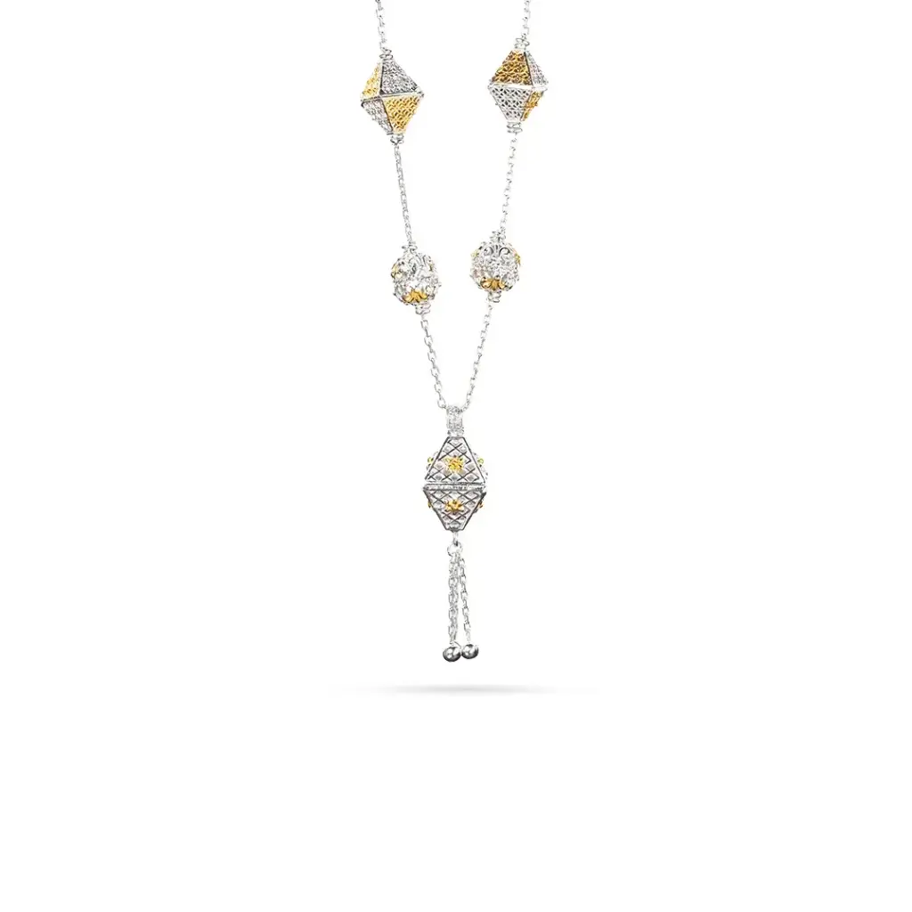 Omani Silver Necklace,  partially gold plated - rosary (ON172)