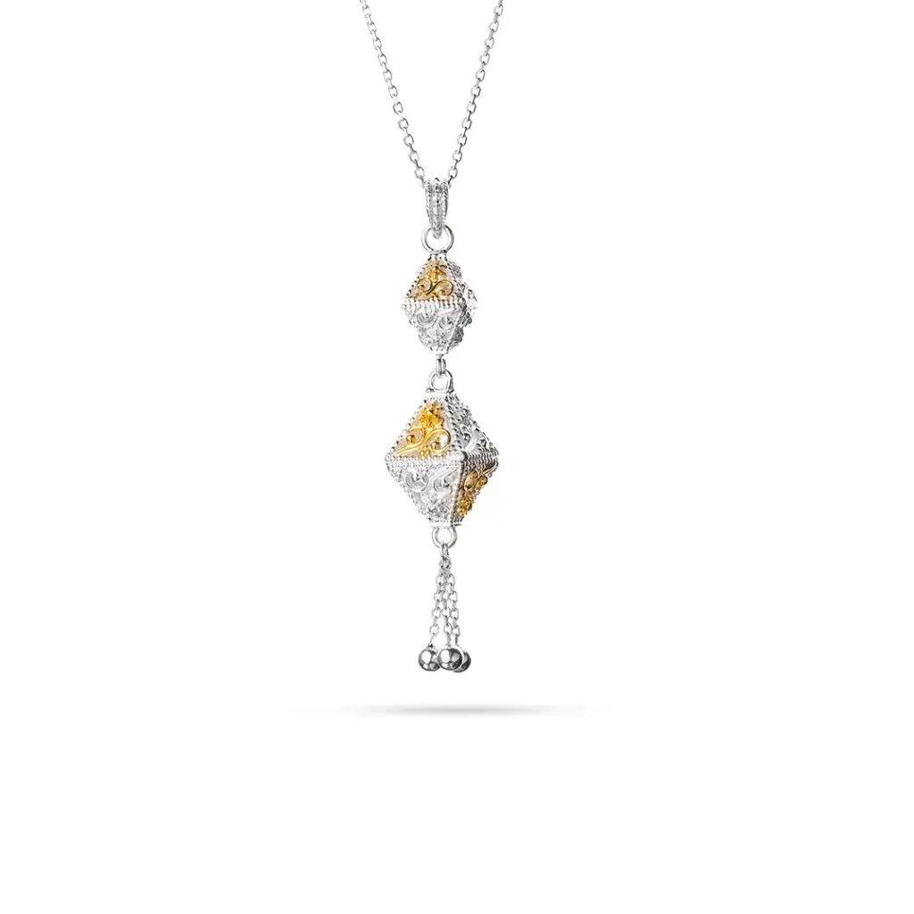 Omani Silver Necklace, partially gold plated (ON347)