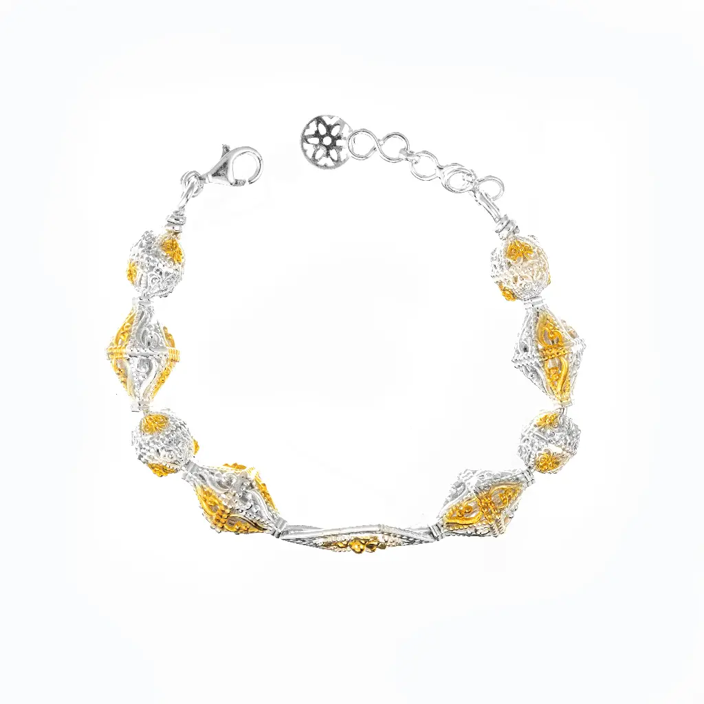 Omani Silver Teembe Bangle , partially gold plated (OTB125)