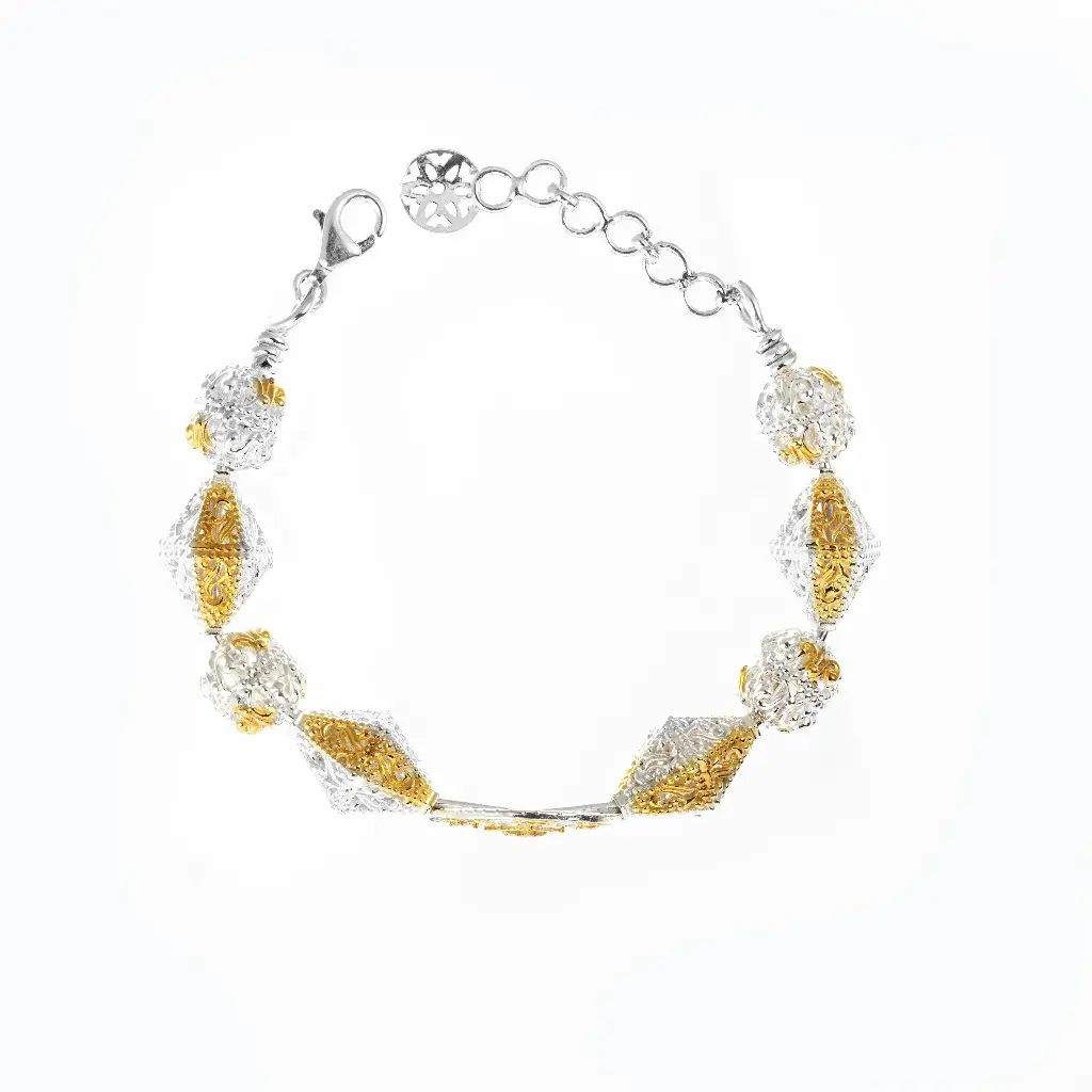 Omani Silver Teembe Bangle , partially gold plated (OTB133)