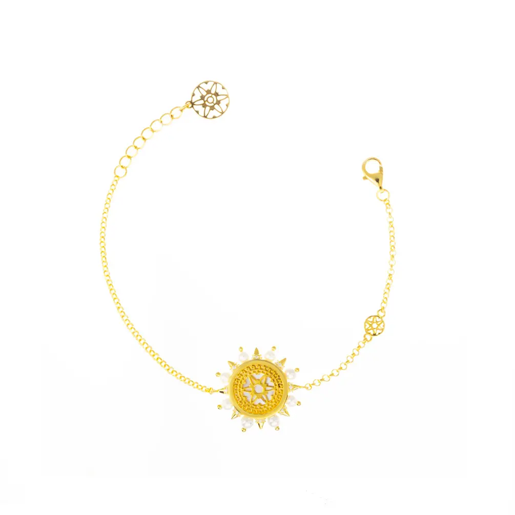 Spiky's Gold-Plated Silver Bracelet with Pearl
