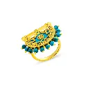 Kahila's Gold Plated- Silver Ring with Turquoise Stone (KC80)