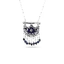 Kahila's Silver Necklace with Lazord Stone and Drops-Large (KC131)