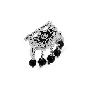 Kahila's Silver Ring with Black Onyx Stone and Drops (KC97)