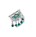 Kahila's Silver Ring with Turquoise Stone and Drop (KC64)