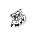 Kahilah's Silver Ring with Malachite stone - with drops (KC16)