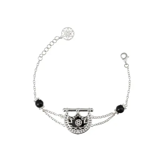 [H04031] Kahila's Silver Bracelet with Black Onyx (KC98)
