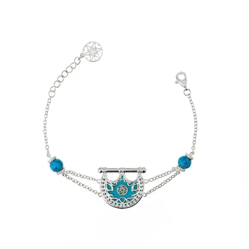 [H03982] Kahila's Silver Bracelet with Turquoise (KC74)