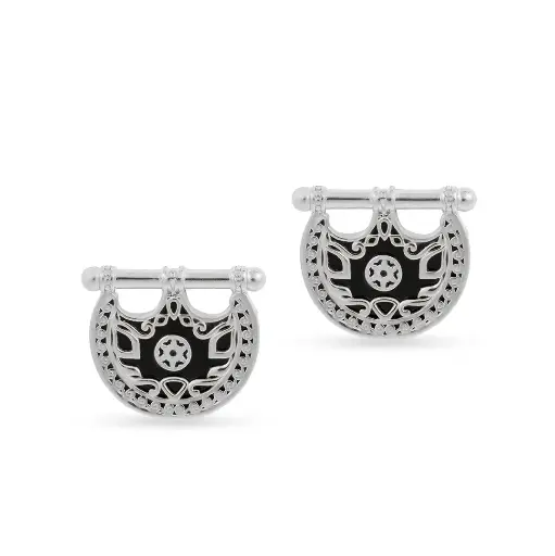 [H04040] Kahila's Silver Earring with Black Onyx (KC107)