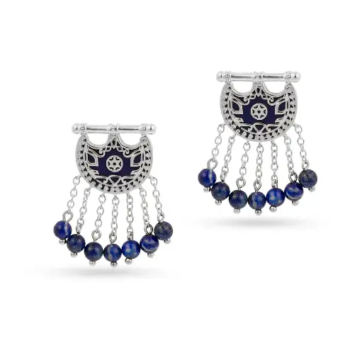Kahila's Silver Earring with Lazord Stone and Drops (KC137)
