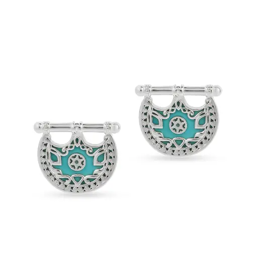 [H03984] Kahila's Silver Earring with Turquoise (KC76)