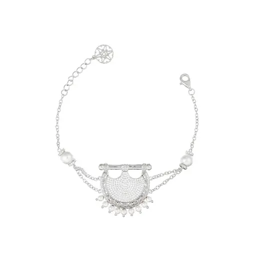 Kahila's Zircon Pearl Silver Bracelet (KC128)