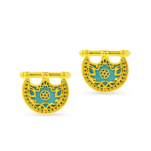 [H04006] Kahilah's Gold-Plated Silver Earring with Turquoise (KC87)