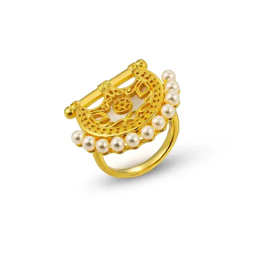Kahilah's Gold-Plated Silver Ring with Pearl (KC8)
