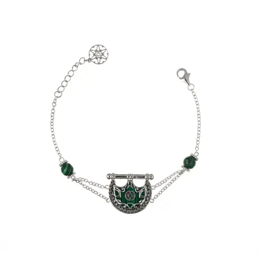 [p2962] Kahilah's Silver Bracelet with Malachite stone  (KC18)