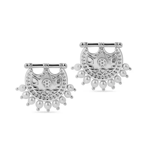 [p9179] Kahilah's Silver Earring with Pearl   (KC5)