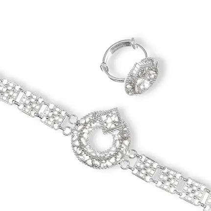 [p3811] Omani Silver Bracelet & Ring (OBRS50) 