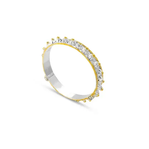 [p4366] Omani Silver Mushawak Bangle, partially gold plated - Thin 1 