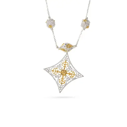 [p7023] Omani Silver Necklace,  partially gold plated - Merriyah (ON145)