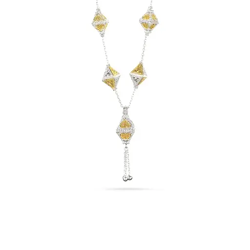 [p0591] Omani Silver Necklace,  partially gold plated - rosary (ON160)