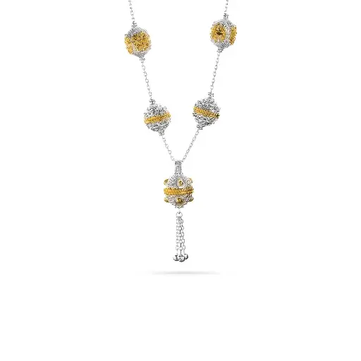 [p4831] Omani Silver Necklace,  partially gold plated - rosary (ON164)
